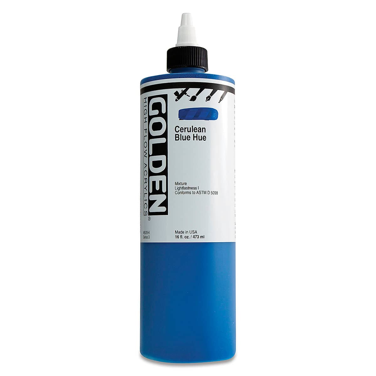 Golden High Flow Acrylics - Cerulean Blue Hue, 16 oz bottle