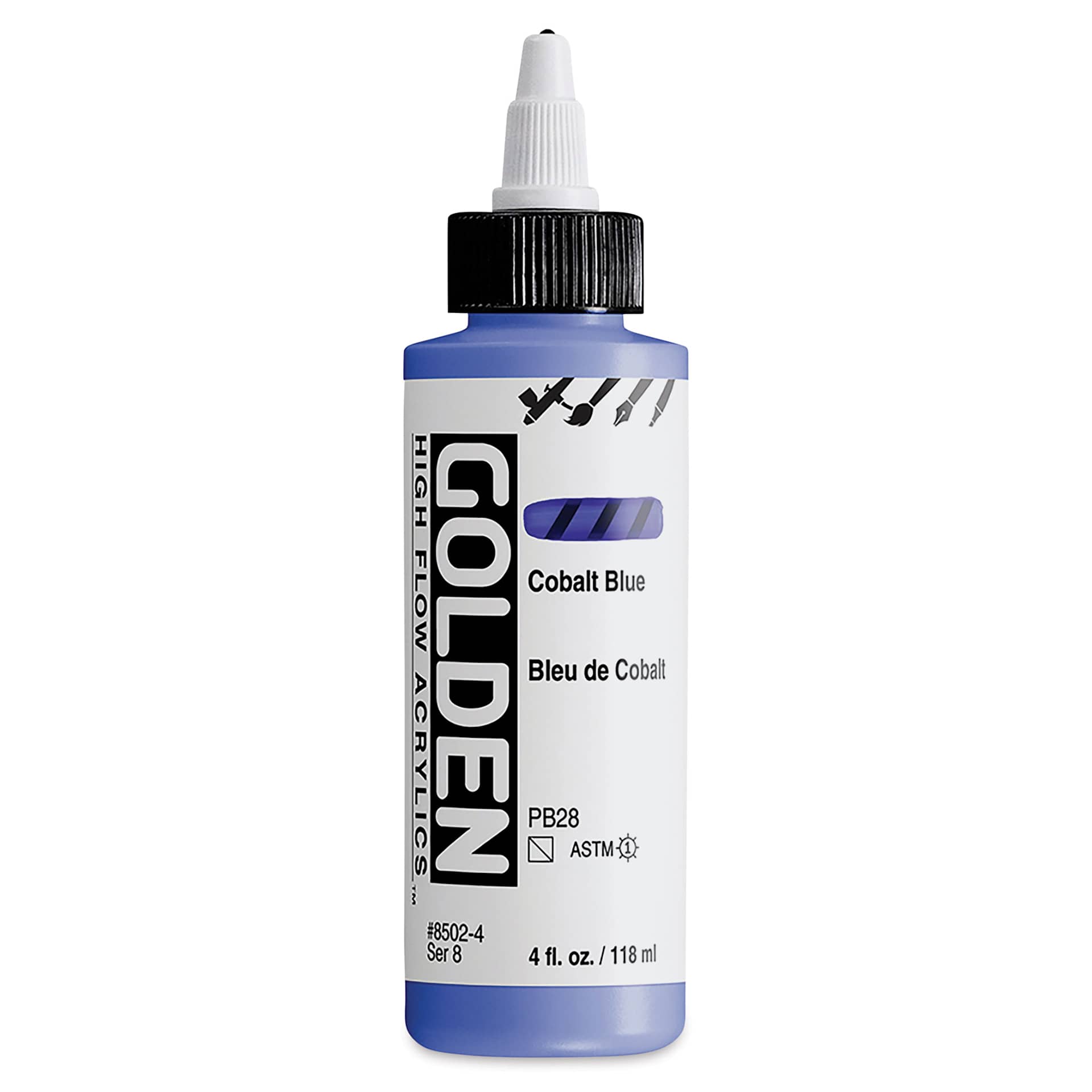 Golden High Flow Acrylics - Cobalt Blue, 4 oz bottle