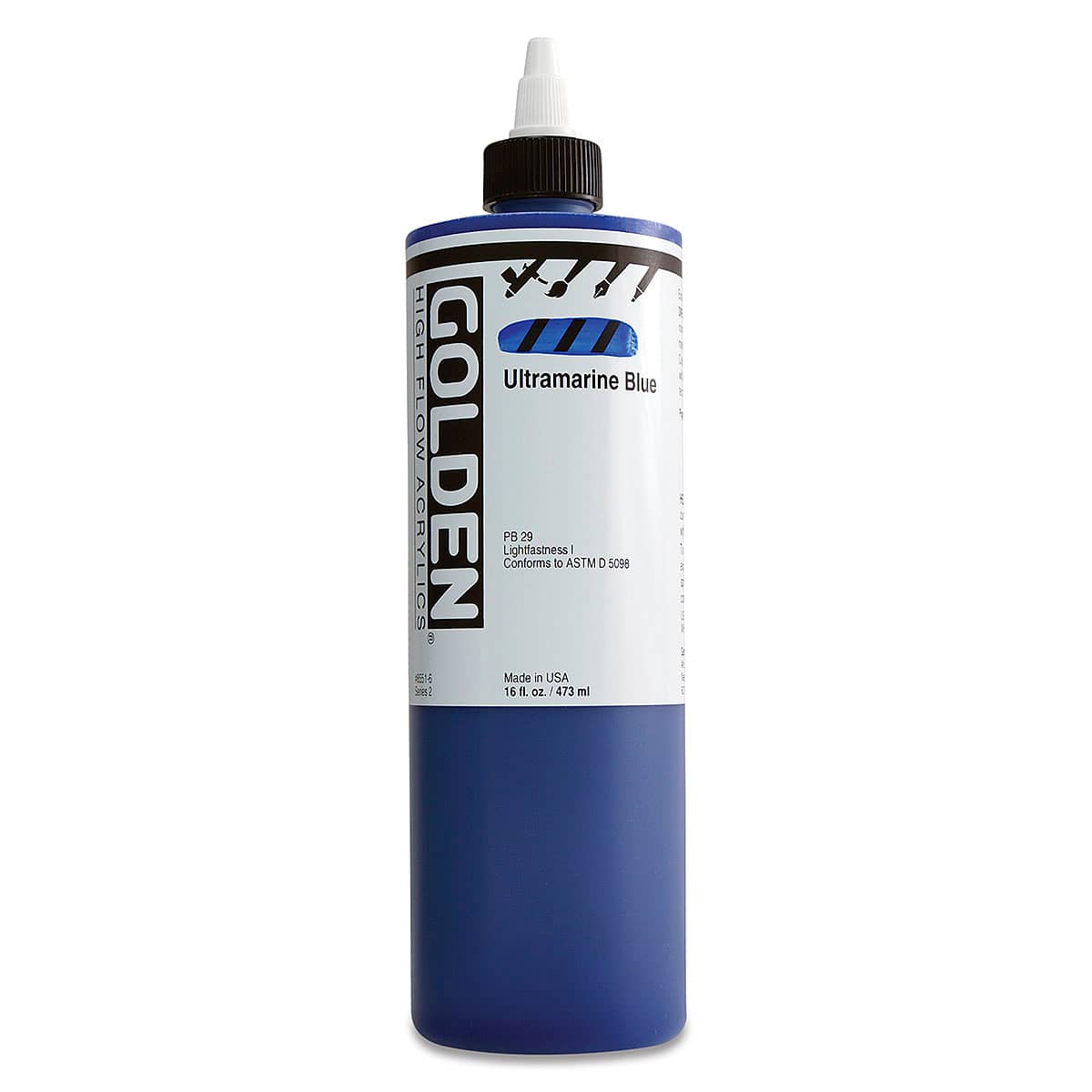 Golden High Flow Acrylics - Ultramarine Blue, 16 oz bottle