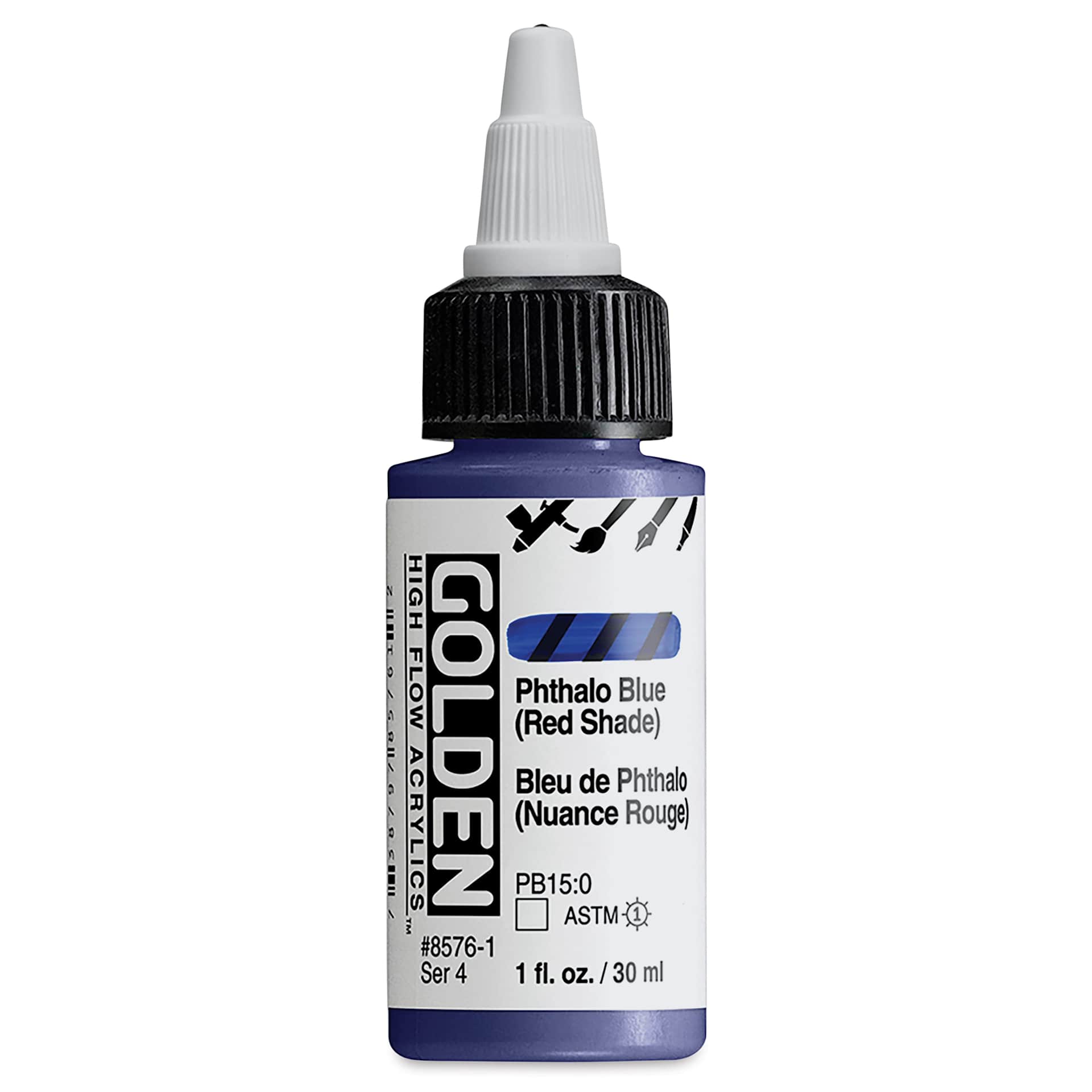 Golden High Flow Acrylics - Phthalo Blue (Red Shade), 1 oz bottle