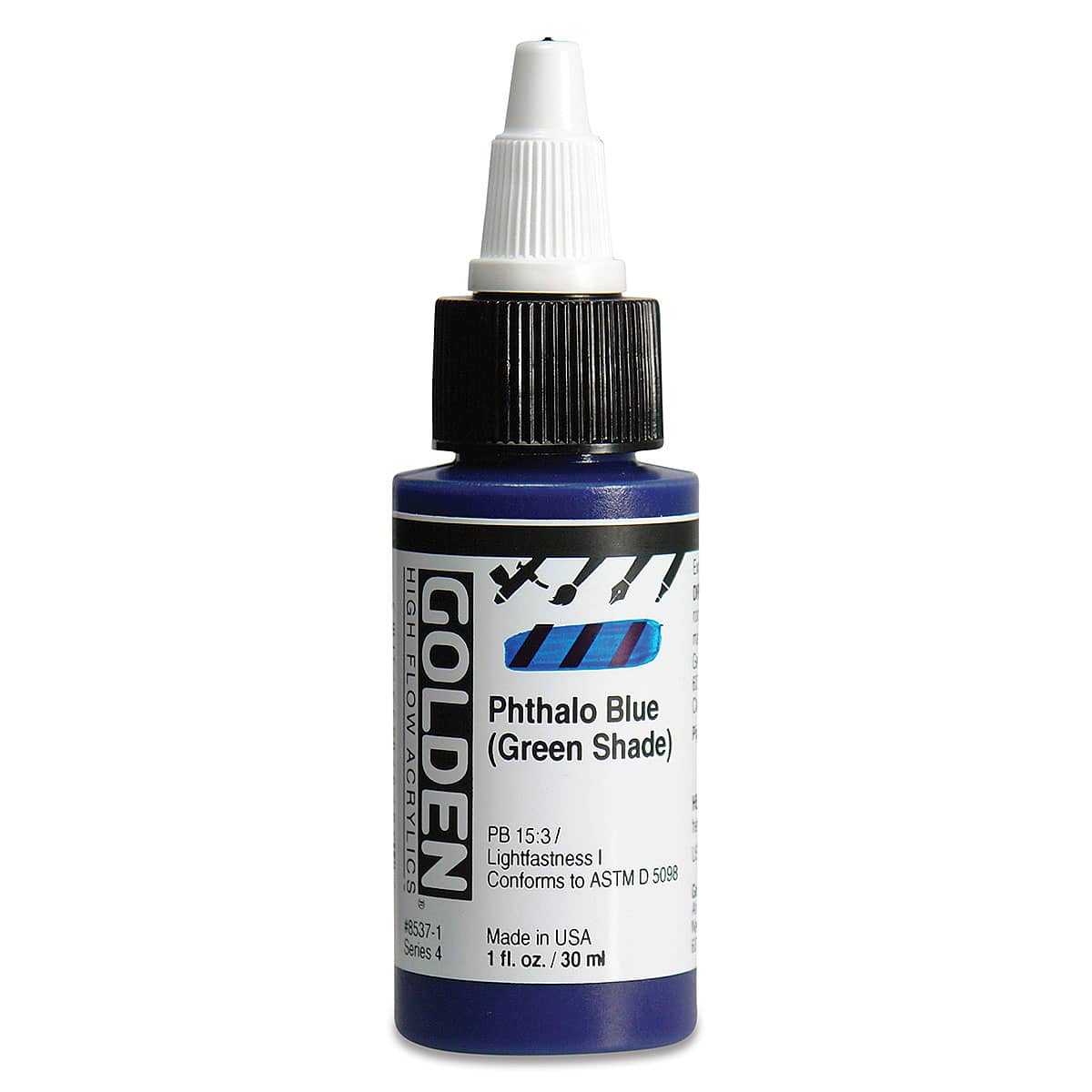 Golden High Flow Acrylics - Phthalo Blue (Green Shade), 1 oz bottle Golden High Flow Acrylics - Phthalo Blue (Green Shade), 1 oz bottle