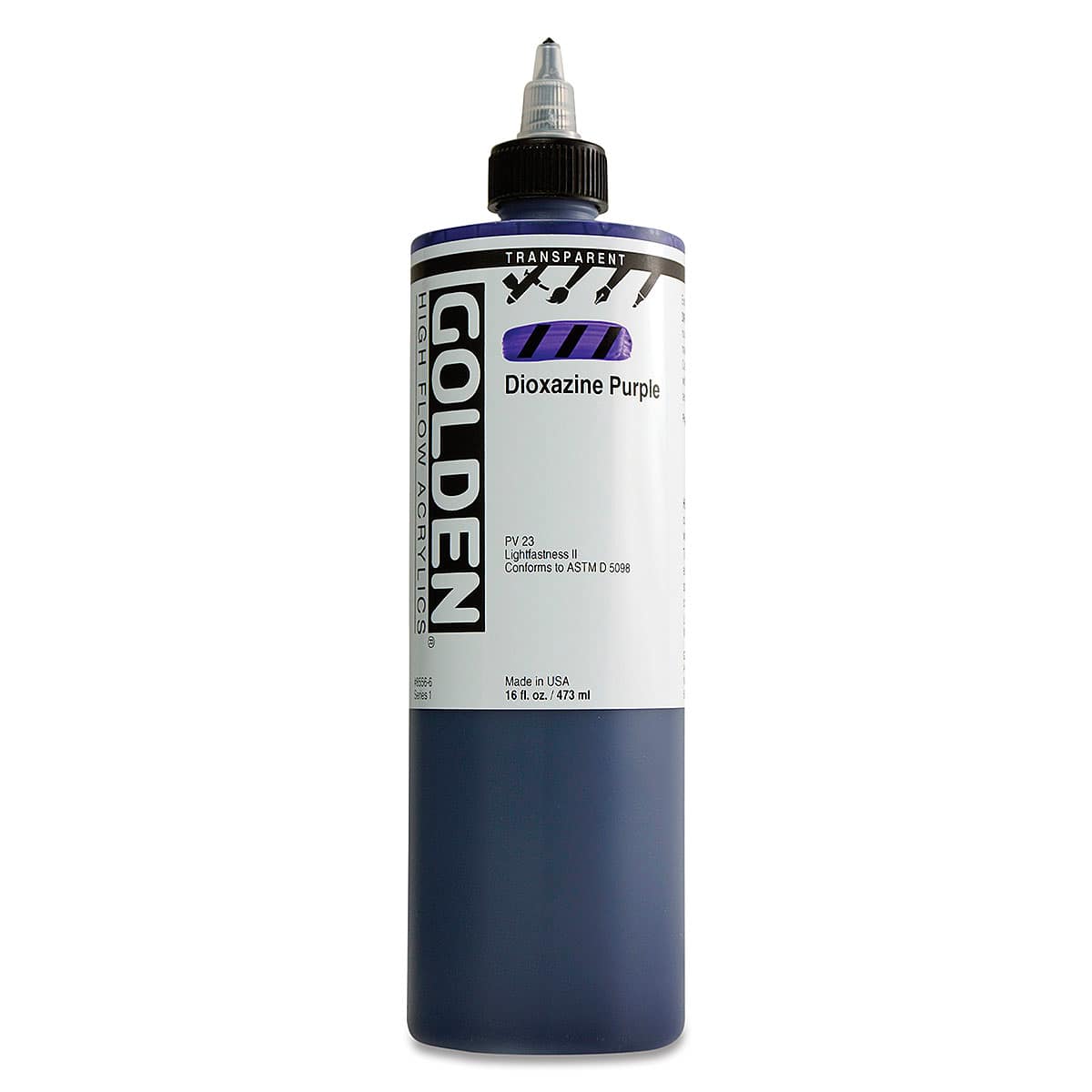 Golden High Flow Acrylics - Transparent Dioxazine Purple, 16 oz bottle