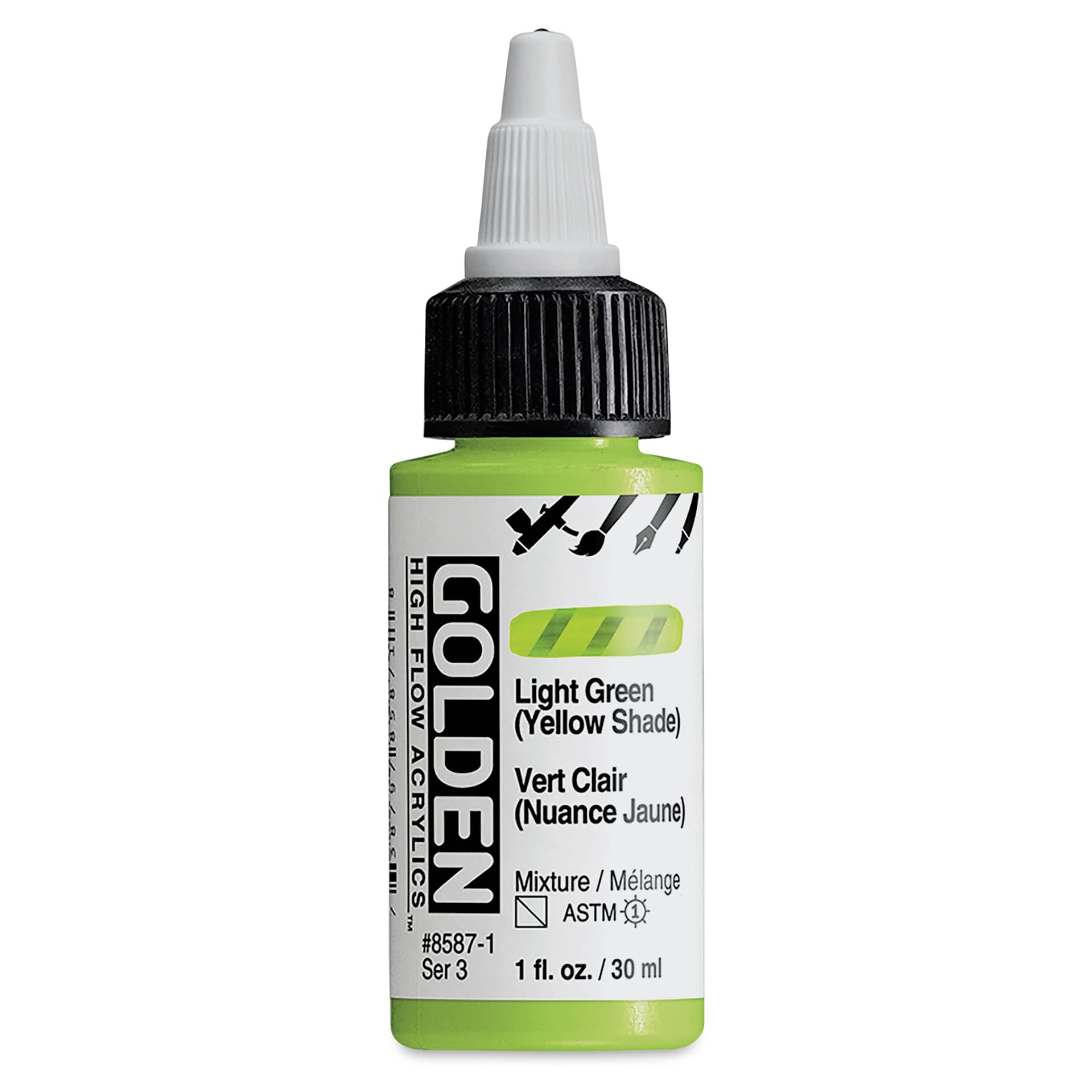 Golden High Flow Acrylics - Light Green (Yellow Shade), 1 oz bottle