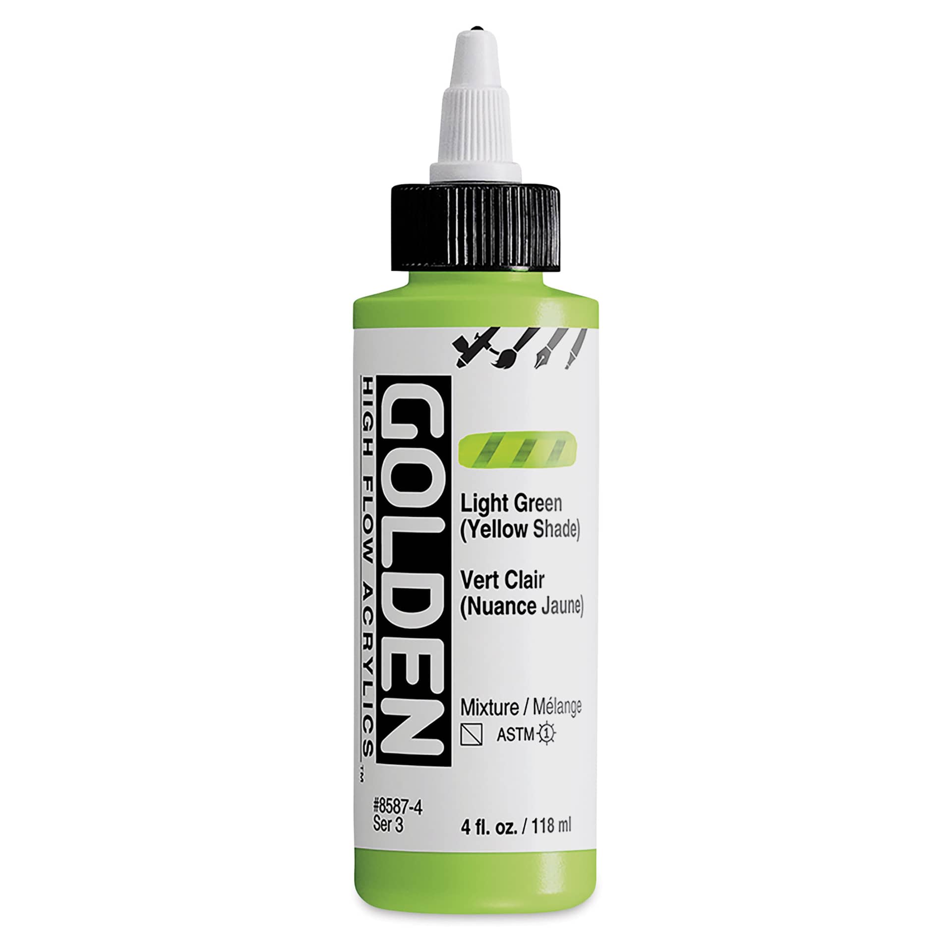 Golden High Flow Acrylics - Light Green (Yellow Shade), 4 oz bottle