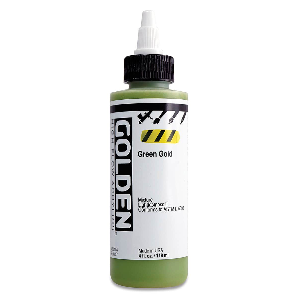 Golden High Flow Acrylics - Green Gold, 4 oz bottle