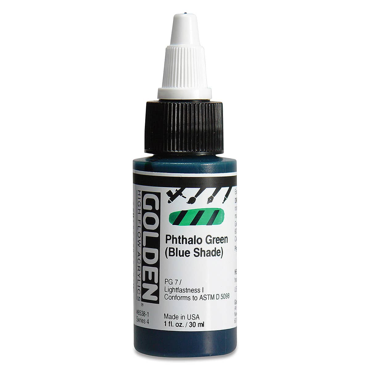 Golden High Flow Acrylics - Phthalo Green (Blue Shade), 1 oz bottle