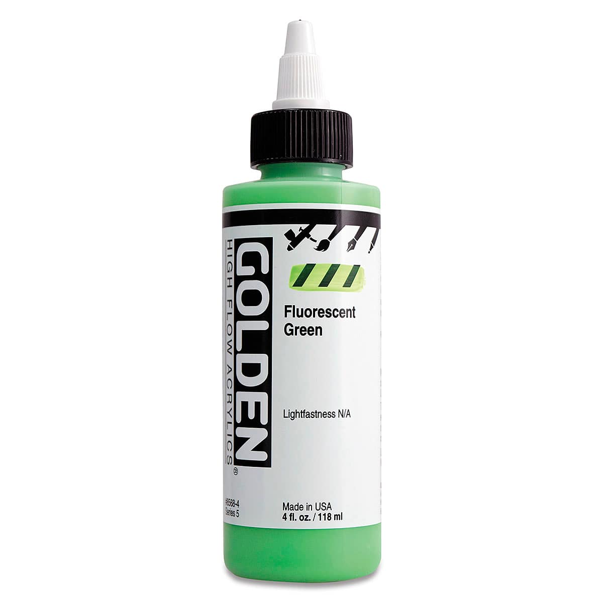 Golden High Flow Acrylics - Fluorescent Green, 4 oz bottle