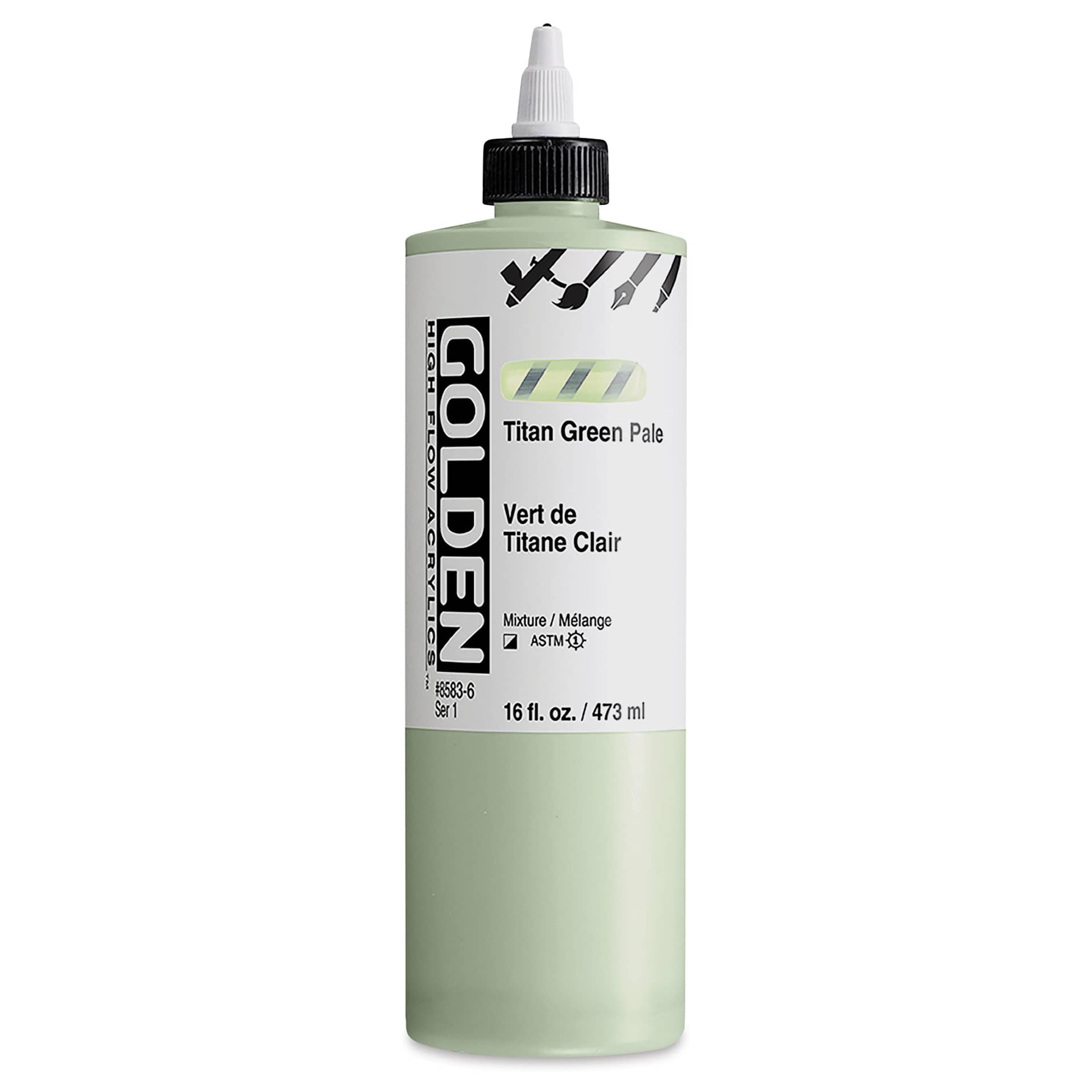Golden High Flow Acrylics - Titan Green Pale, 16 oz bottle