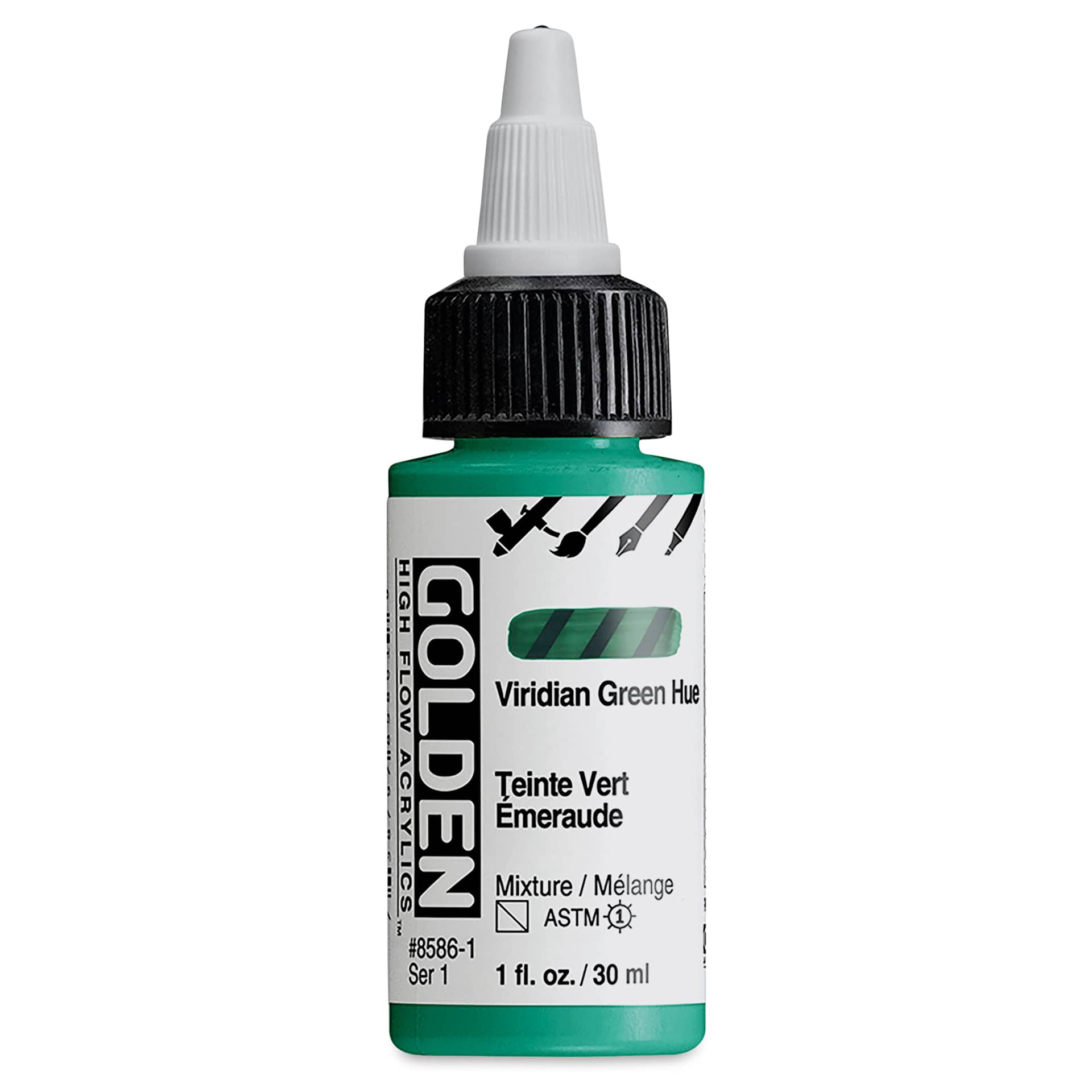 Golden High Flow Acrylics - Viridian Green Hue, 1 oz bottle
