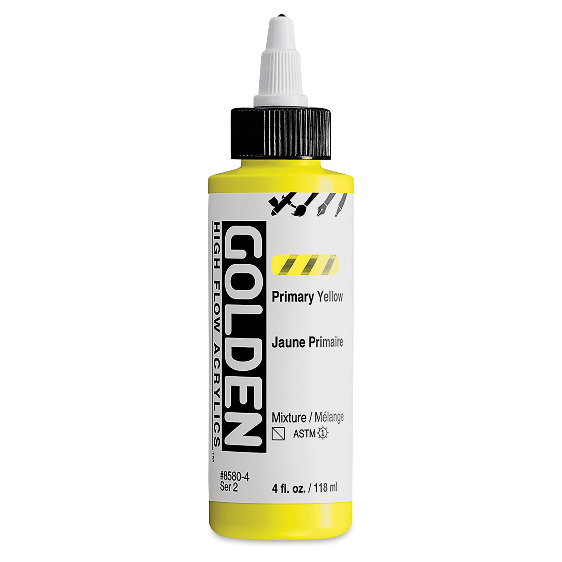Golden High Flow Acrylics - Primary Yellow, 4 oz bottle