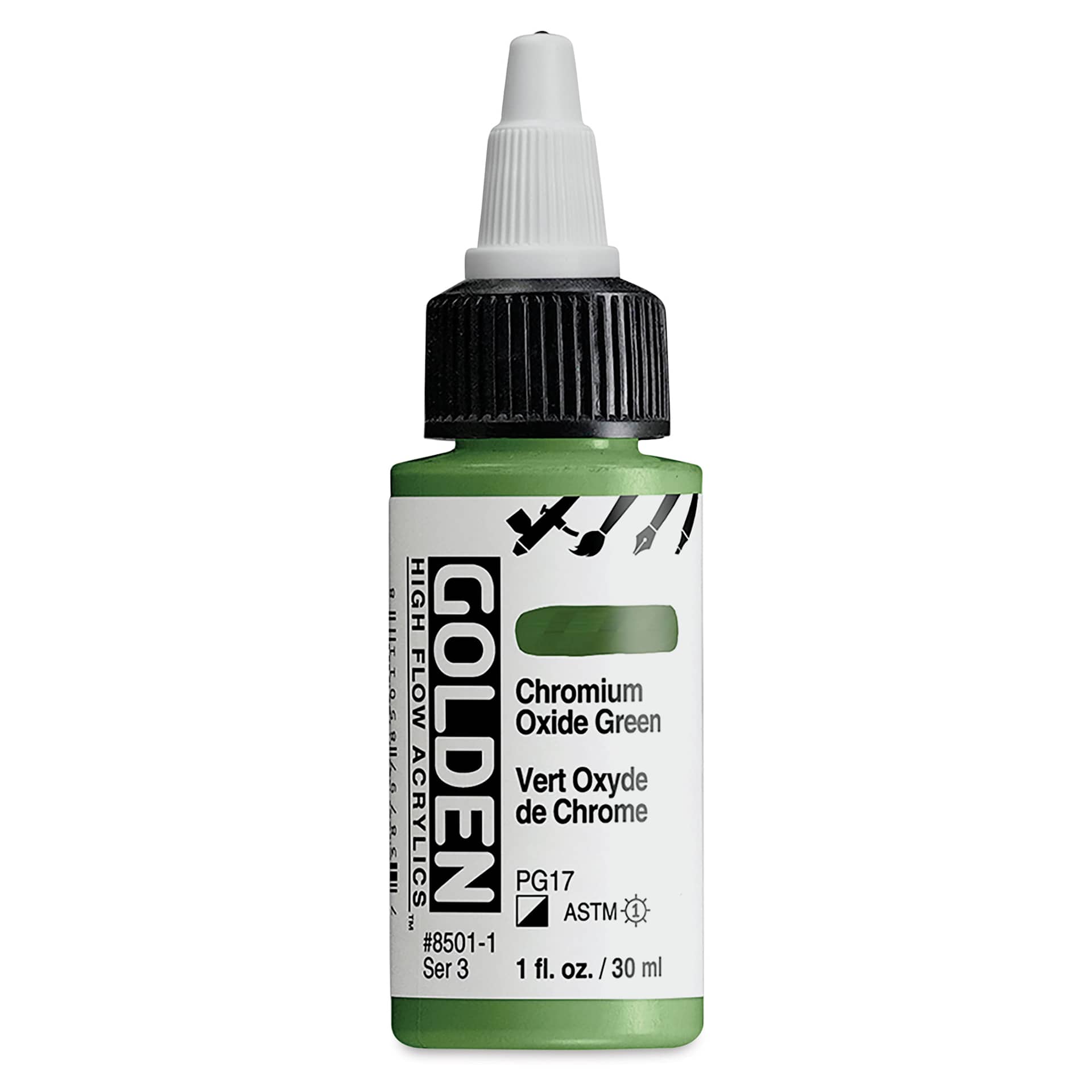 Golden High Flow Acrylics - Chromium Oxide Green, 1 oz bottle