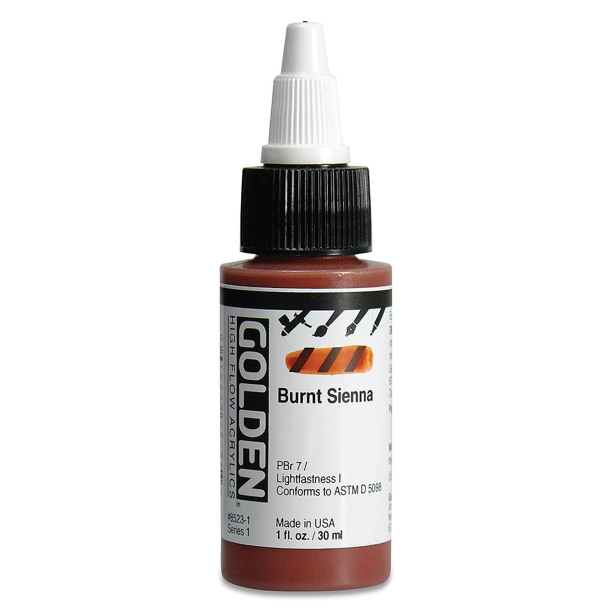 Golden High Flow Acrylics - Burnt Sienna, 1 oz bottle