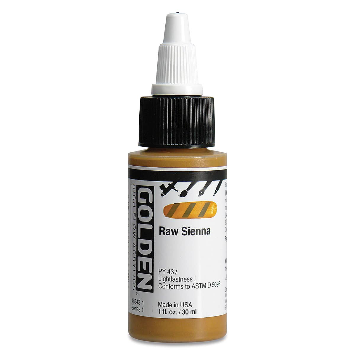 Golden High Flow Acrylics - Raw Sienna, 1 oz bottle