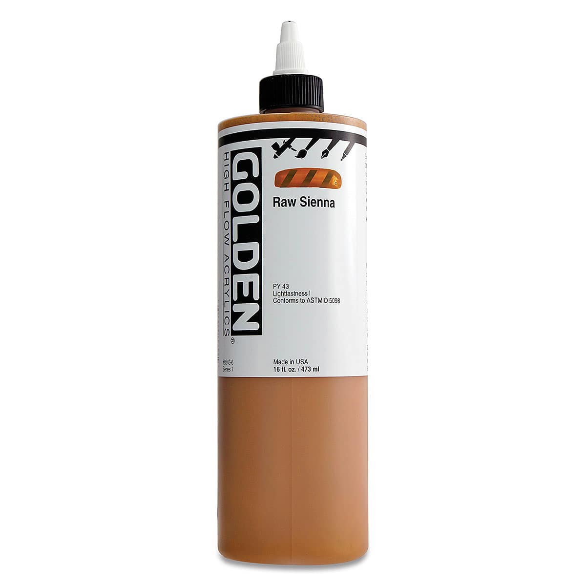 Golden High Flow Acrylics - Raw Sienna, 16 oz bottle