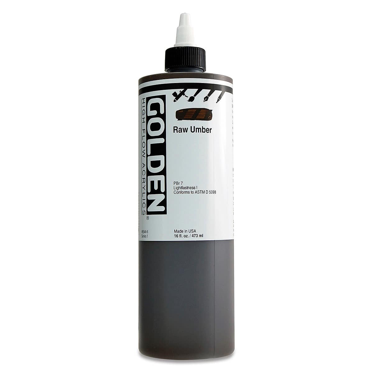 Golden High Flow Acrylics - Raw Umber, 16 oz bottle