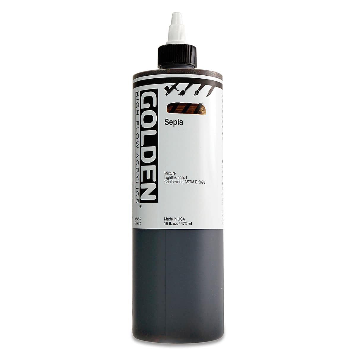 Golden High Flow Acrylics - Sepia, 16 oz bottle