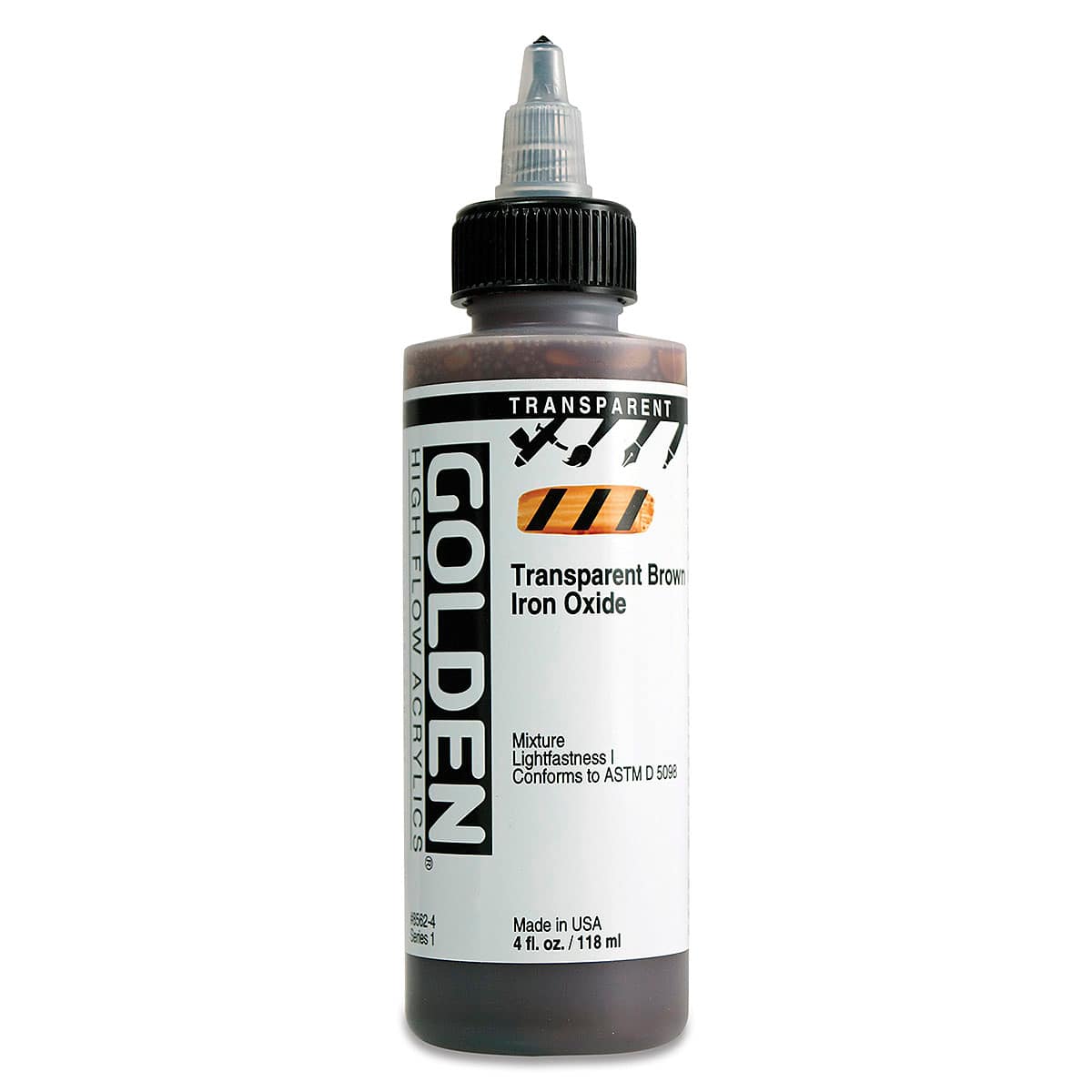 Golden High Flow Acrylics - Transparent Brown Iron Oxide, 4 oz bottle