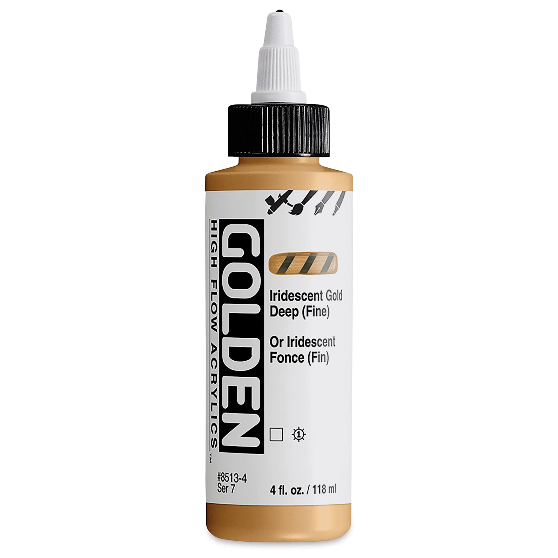Golden High Flow Acrylics - Iridescent Gold Deep (Fine), 4 oz bottle