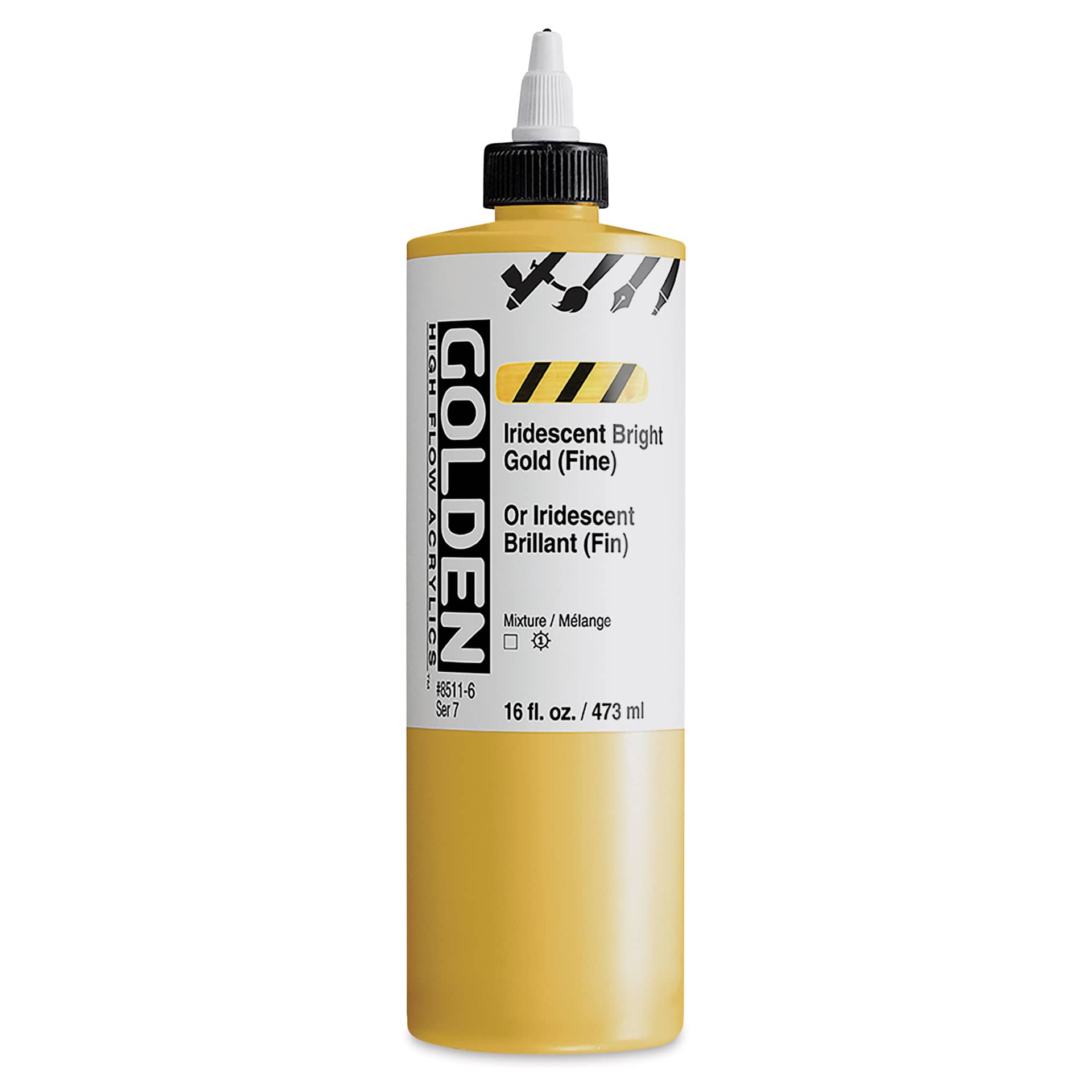 Golden High Flow Acrylics - Iridescent Bright Gold (Fine), 16 oz bottle
