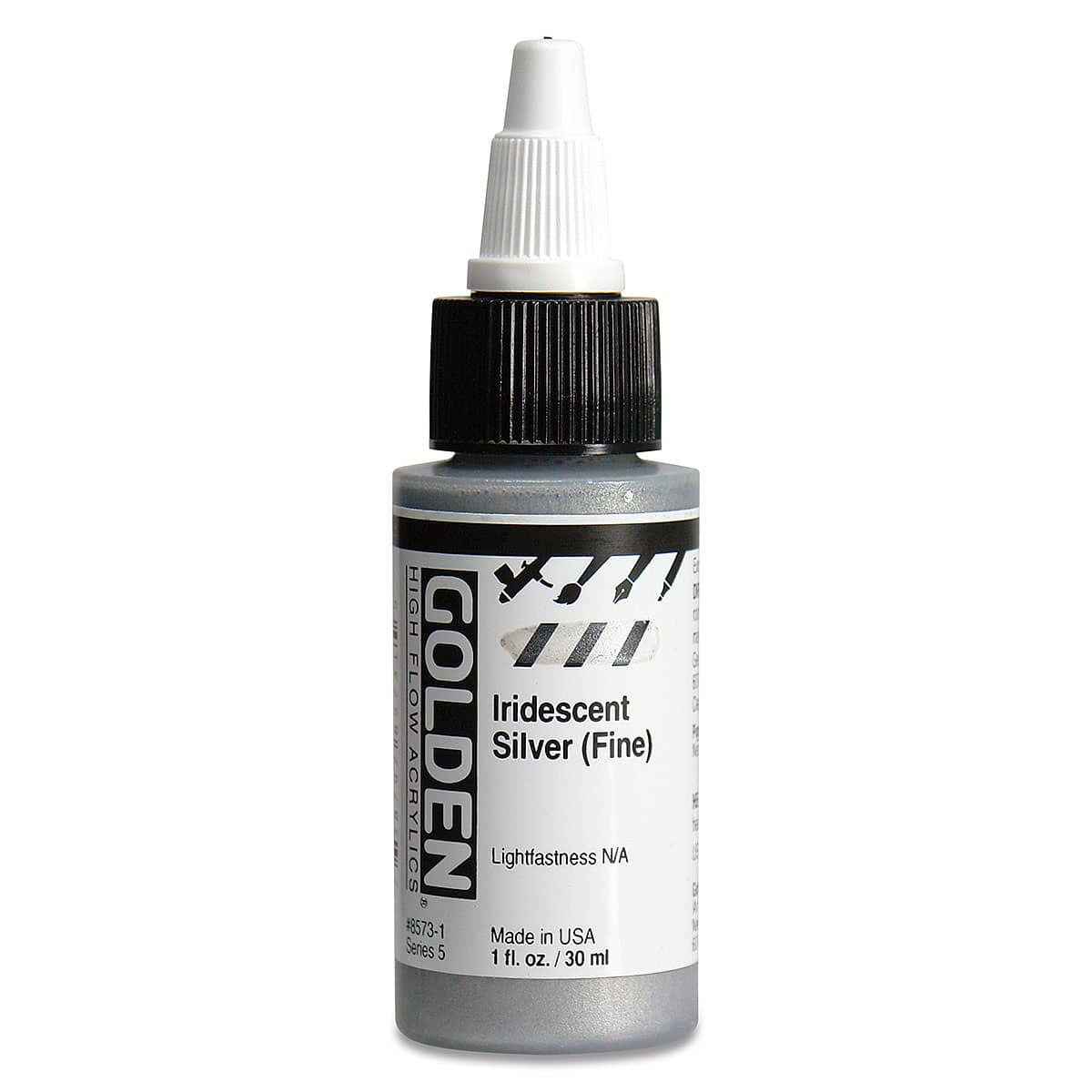 Golden High Flow Acrylics - Iridescent Silver (Fine), 1 oz bottle