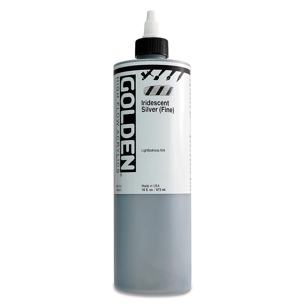 Golden High Flow Acrylics - Iridescent Silver (Fine), 16 oz bottle