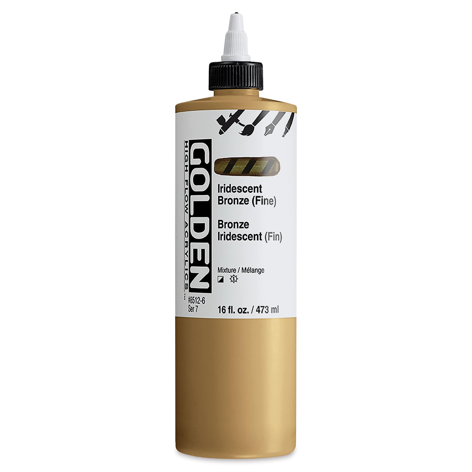 Golden High Flow Acrylics - Iridescent Bronze (Fine), 16 oz bottle