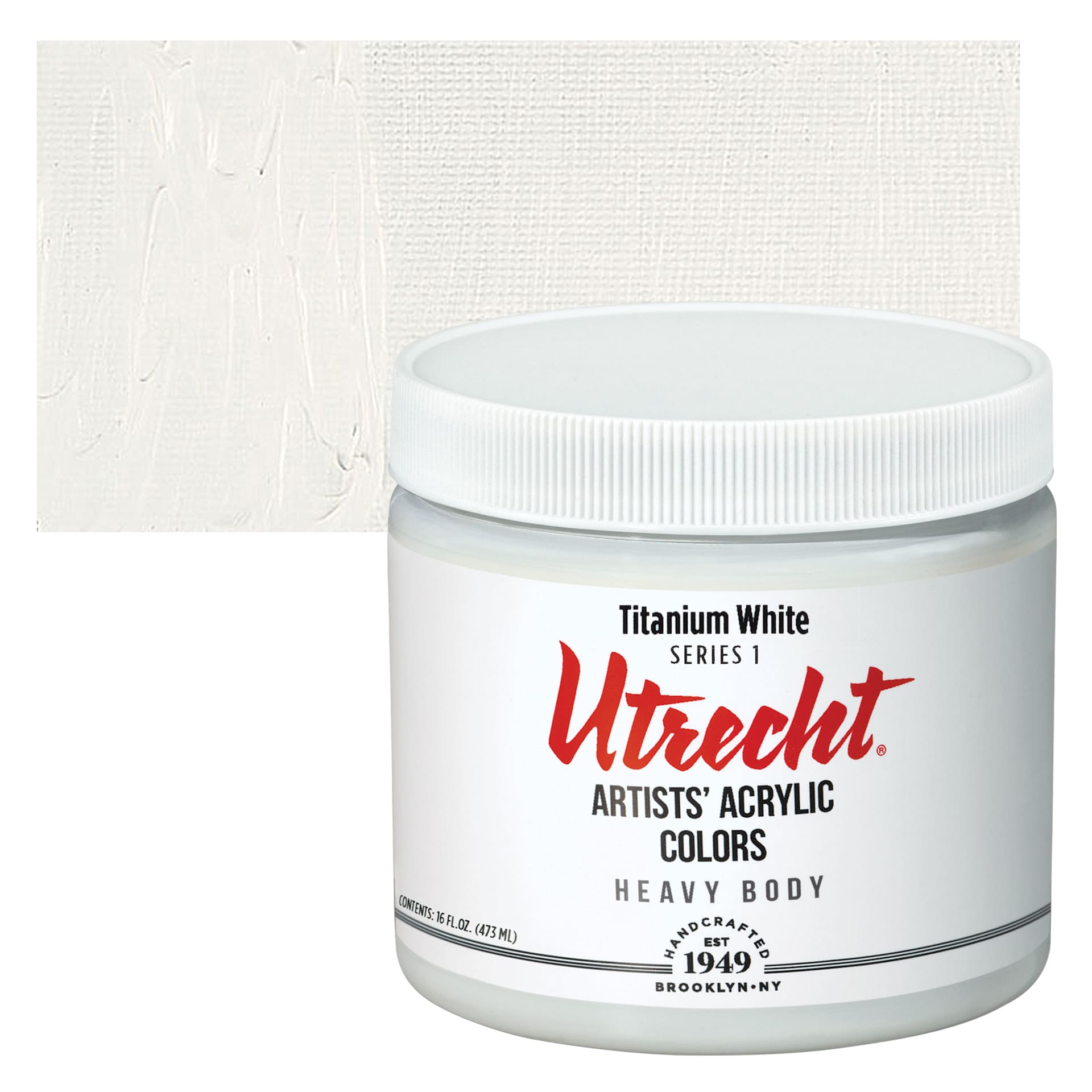 Utrecht Artists' Acrylic Paint - Titanium White, Pint and swatch