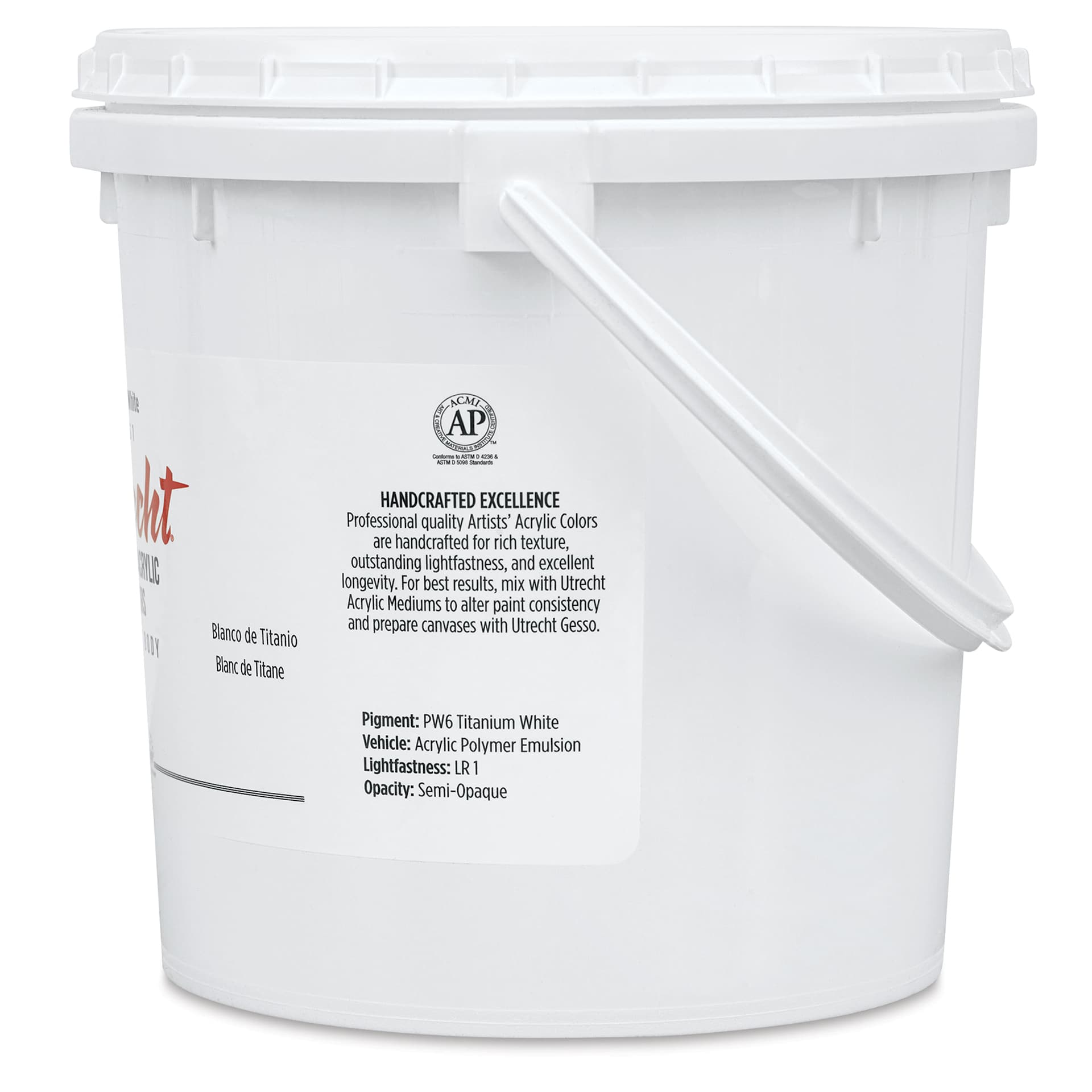 Utrecht Artists' Acrylic Paint - Titanium White, Gallon (right side)