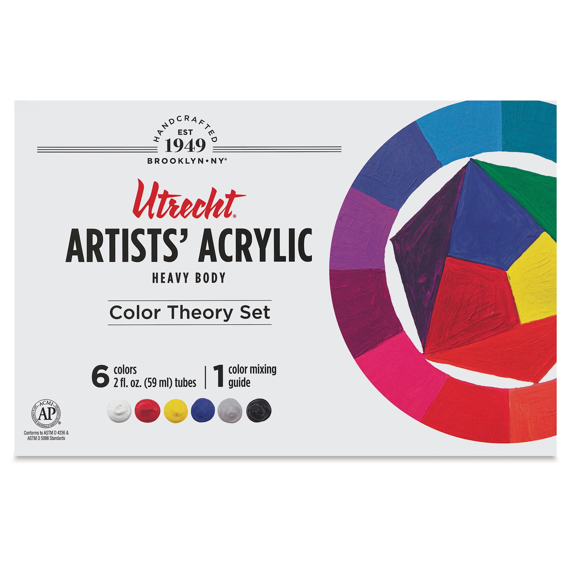 Utrecht Artists' Acrylic Paints - Set of 6, Color Theory, 59 ml, front of packaging