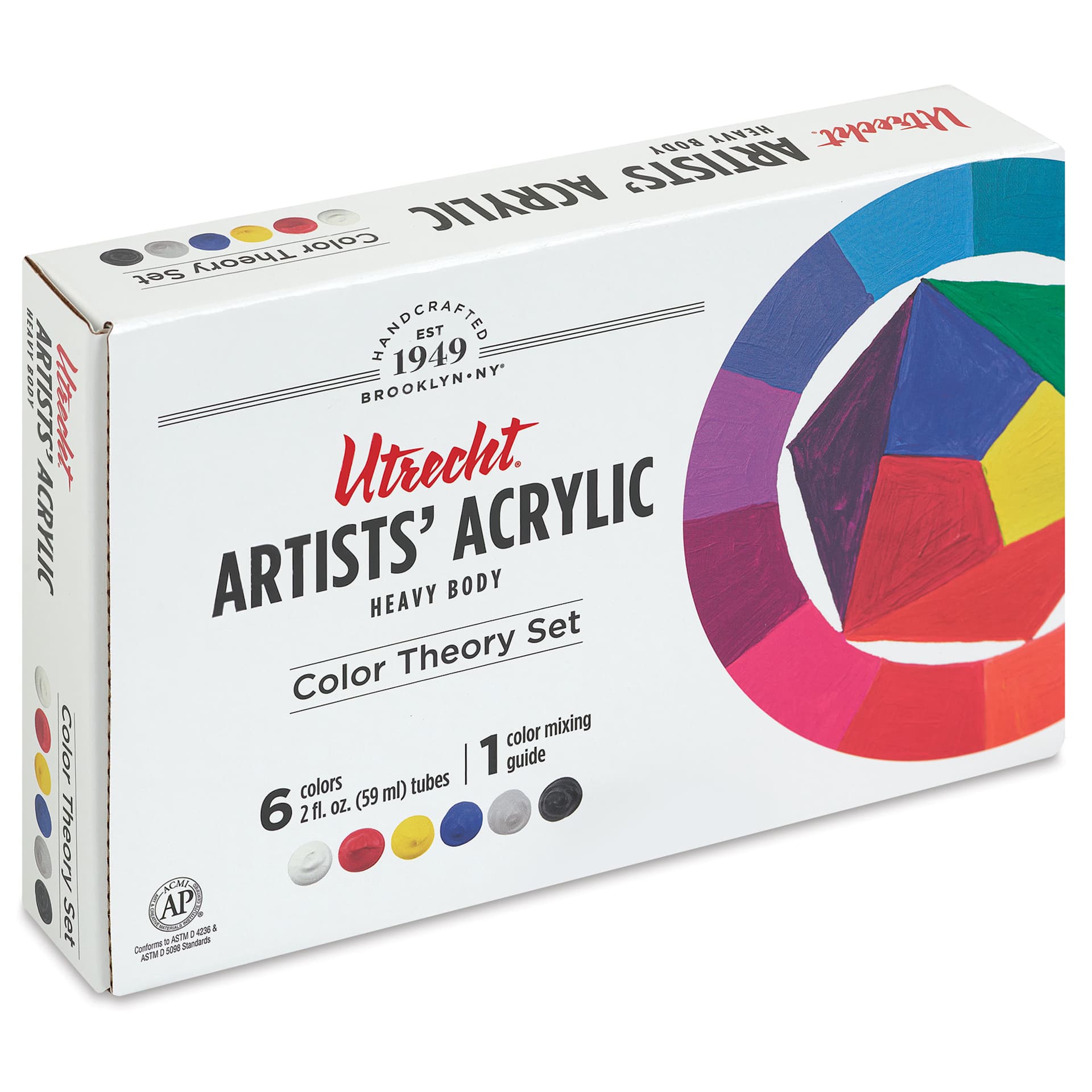 Utrecht Artists' Acrylic Paints - Set of 6, Color Theory, 59 ml, packaging