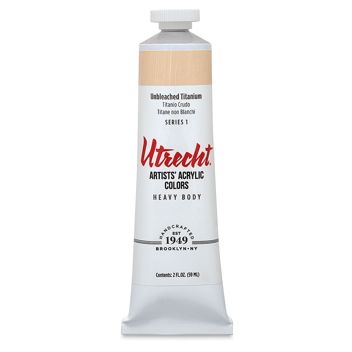 Utrecht Artists' Acrylic Paint - Unbleached Titanium, 2 oz tube