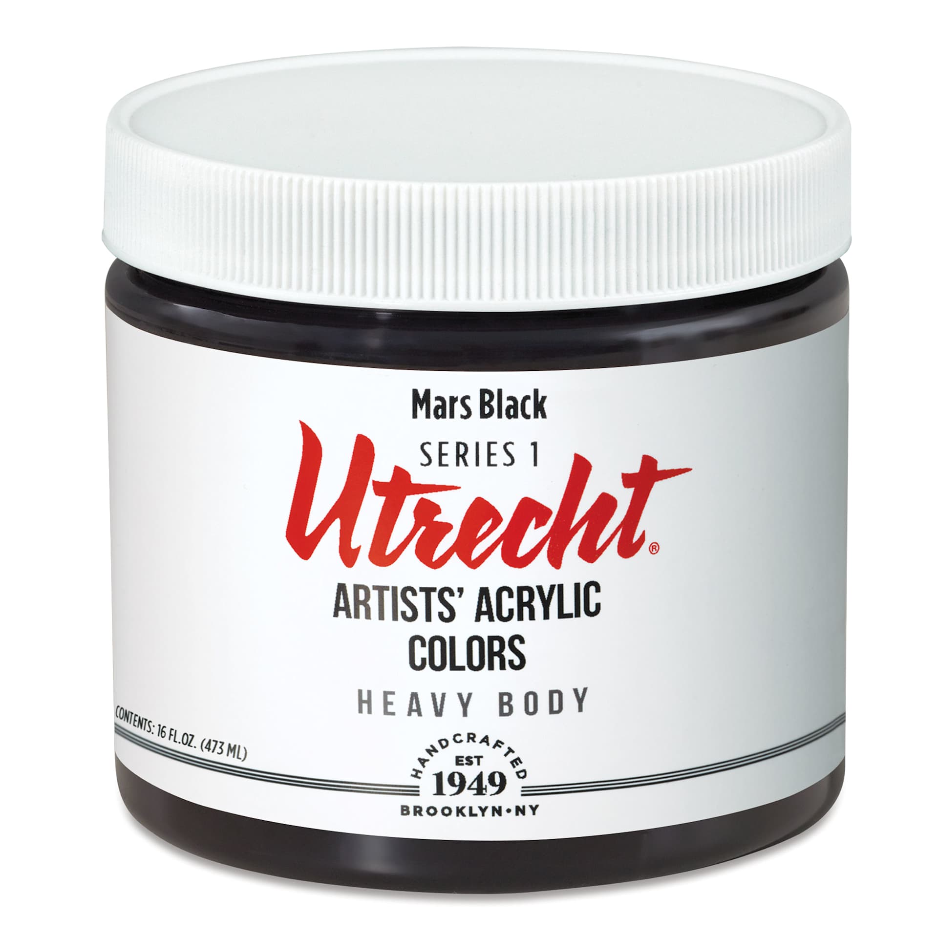 Utrecht Artists' Acrylic Paint - Mars Black, Pint