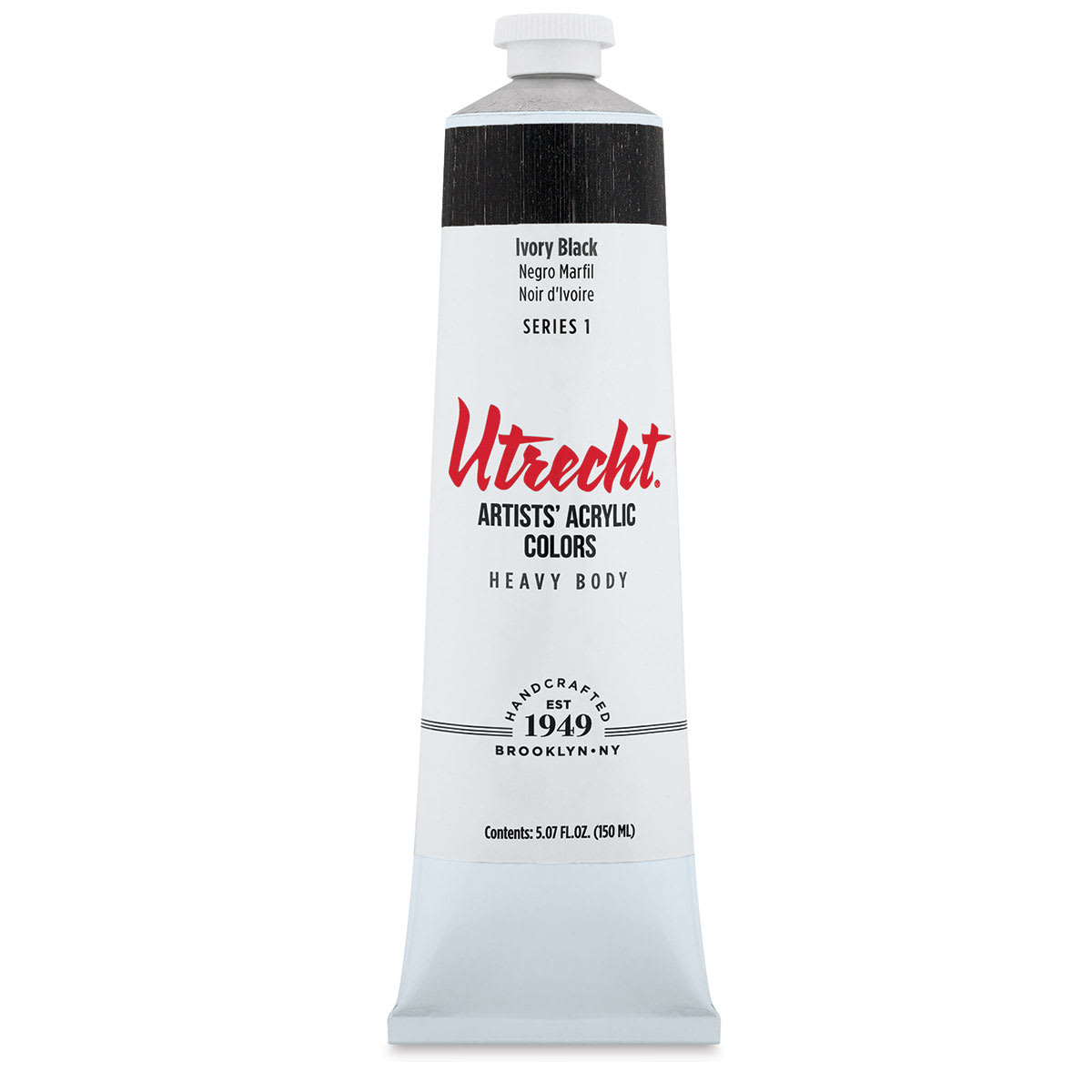 Utrecht Artists' Acrylic Paint - Ivory Black, 5 oz tube