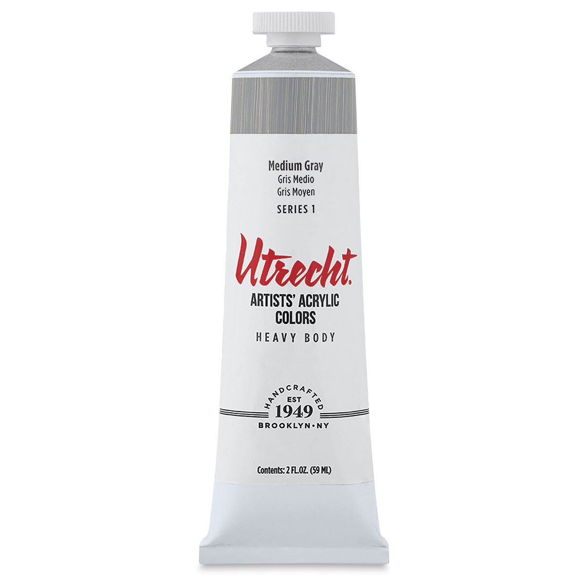 Utrecht Artists' Acrylic Paint - Medium Gray, 2 oz tube
