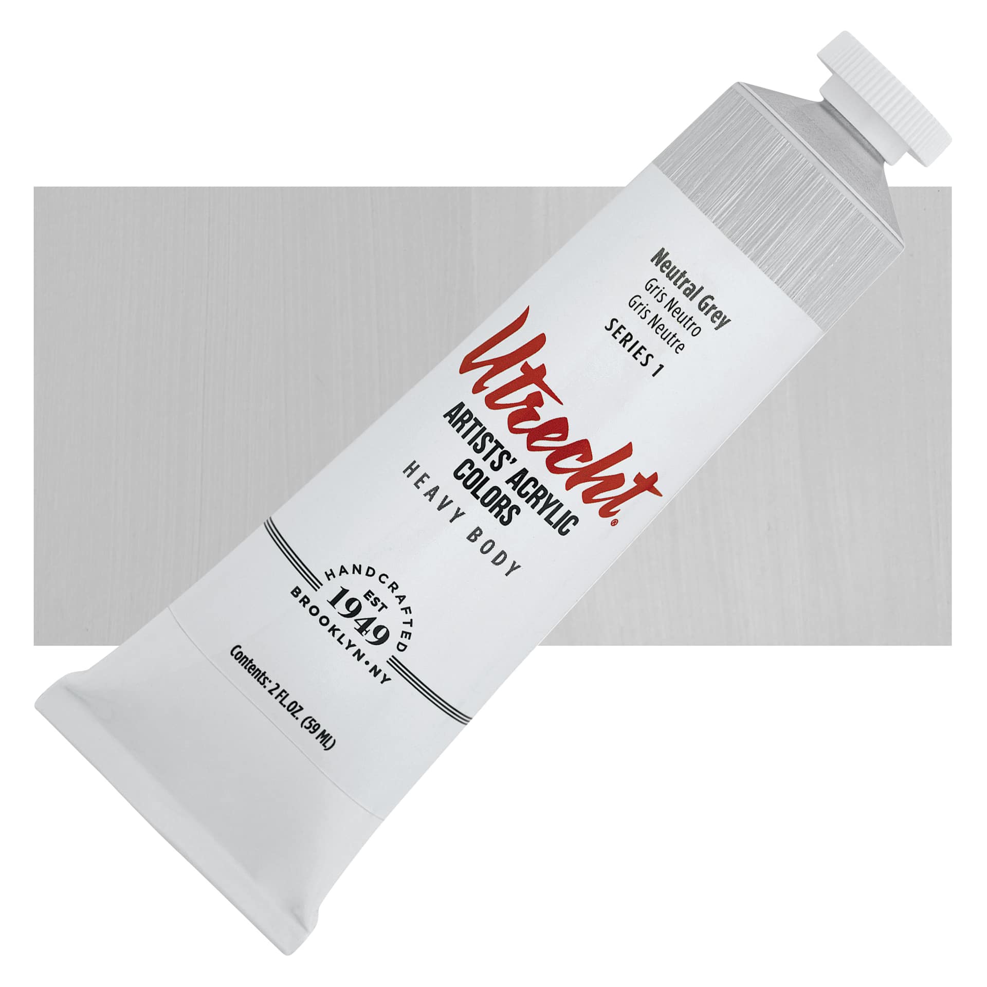 Utrecht Artists' Acrylic Paint - Neutral Gray, 2 oz tube and swatch