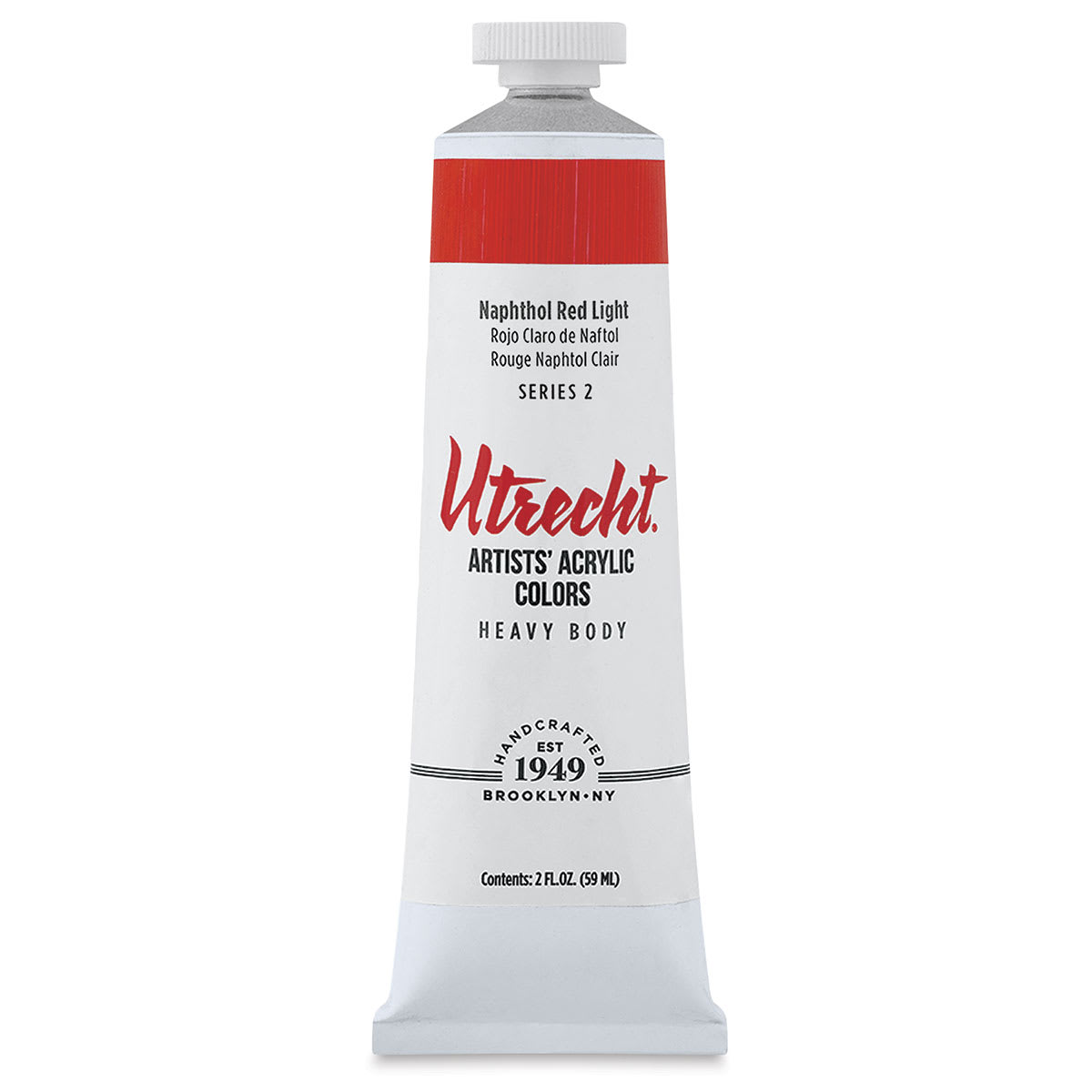 Utrecht Artists' Acrylic Paint - Naphthol Red Light, 2 oz tube