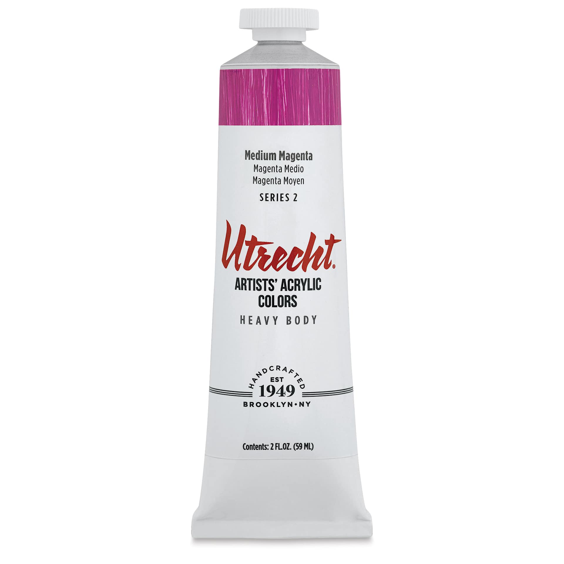 Utrecht Artists' Acrylic Paint - Medium Magenta, 2 oz tube