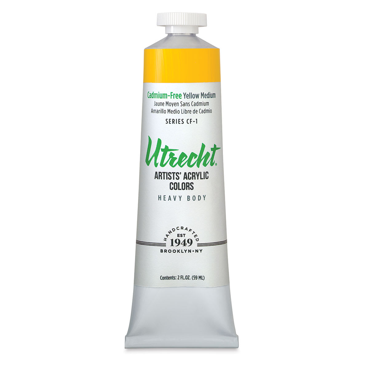 Utrect Artists' Acrylic Paint - Cadmium-Free Yellow Medium, 2 oz Tube.