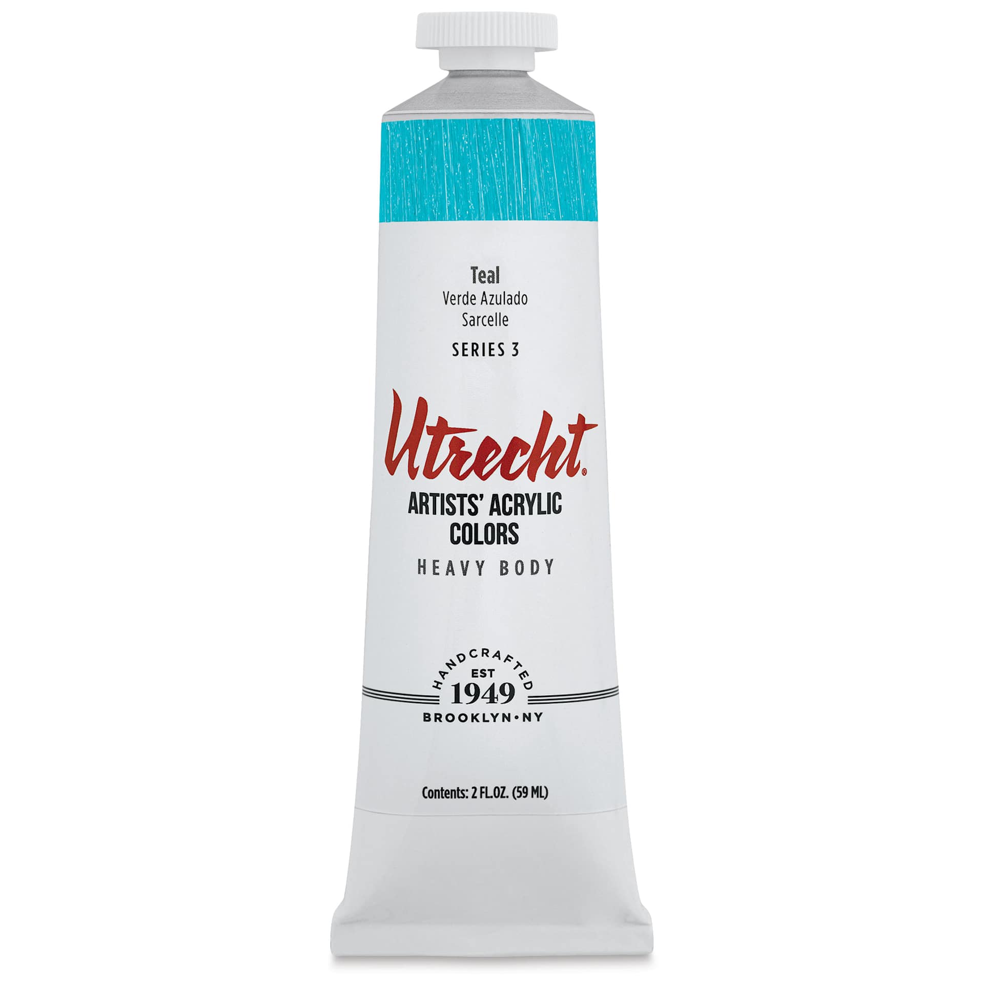 Utrecht Artists' Acrylic Paint - Teal, 2 oz tube