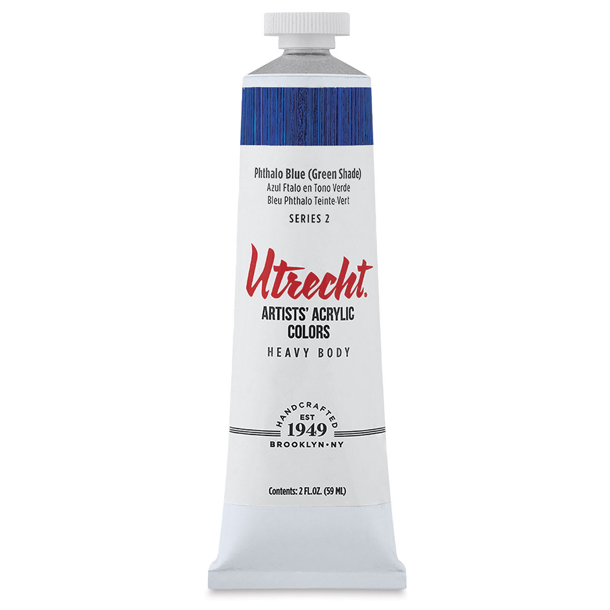 Utrecht Artists' Acrylic Paint - Phthalo Blue (Green Shade), 2 oz tube