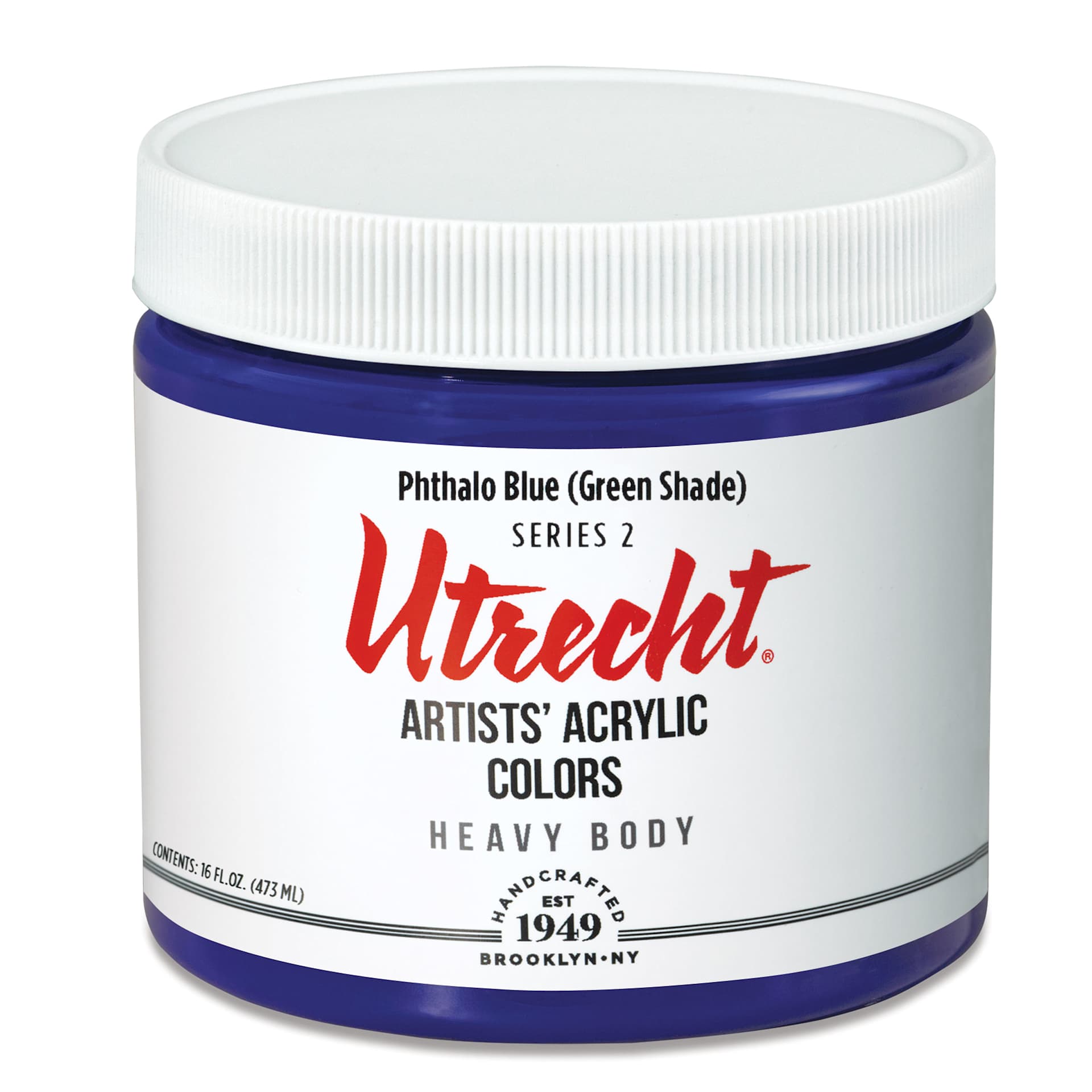 Utrecht Artists' Acrylic Paint - Phthalo Blue (Green Shade), Pint