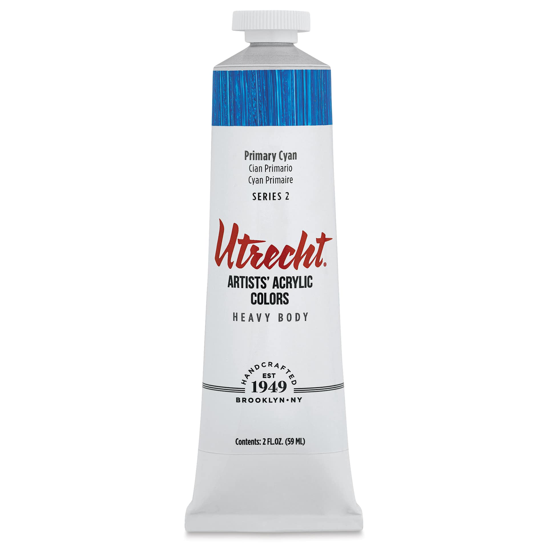 Utrecht Artists' Acrylic Paint - Primary Cyan, 2 oz tube