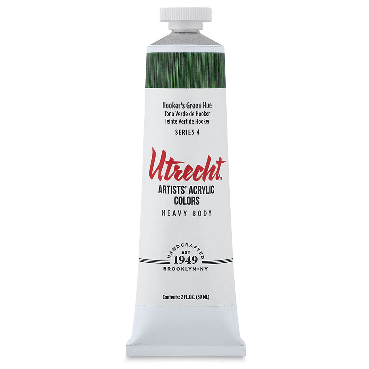 Utrecht Artists' Acrylic Paint - Hooker's Green Hue, 2 oz tube