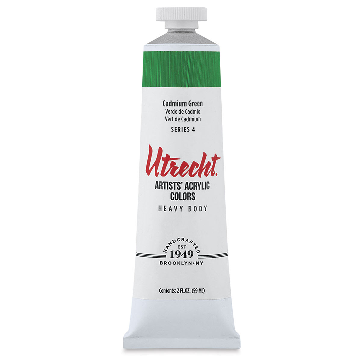 Utrecht Artists' Acrylic Paint - Cadmium Green, 2 oz tube