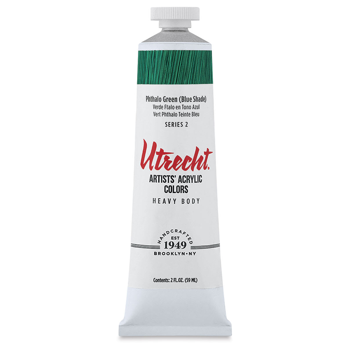 Utrecht Artists' Acrylic Paint - Phthalo Green (Blue Shade), 2 oz tube
