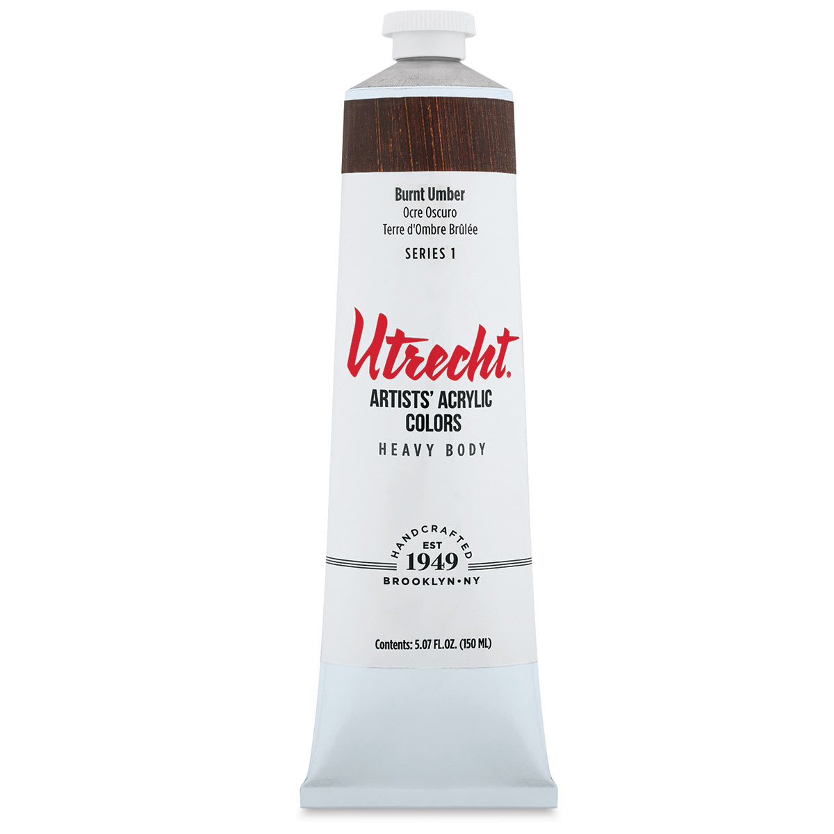 Utrecht Artists' Acrylic Paint - Burnt Umber, 5 oz tube