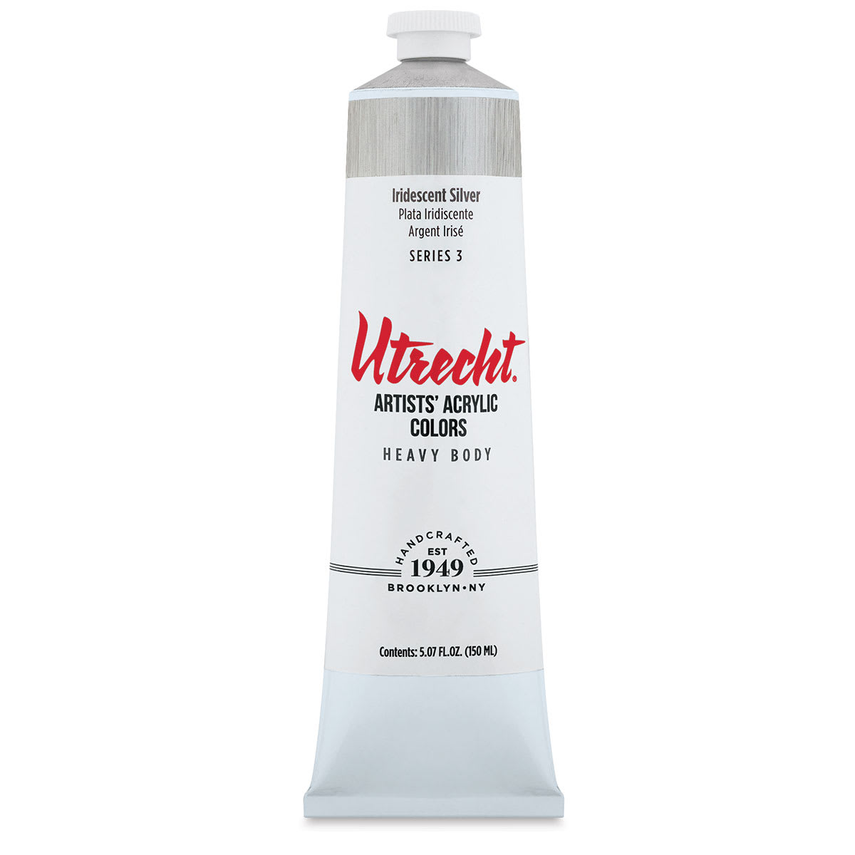 Utrecht Artists' Acrylic Paint - Iridescent Silver, 5 oz tube