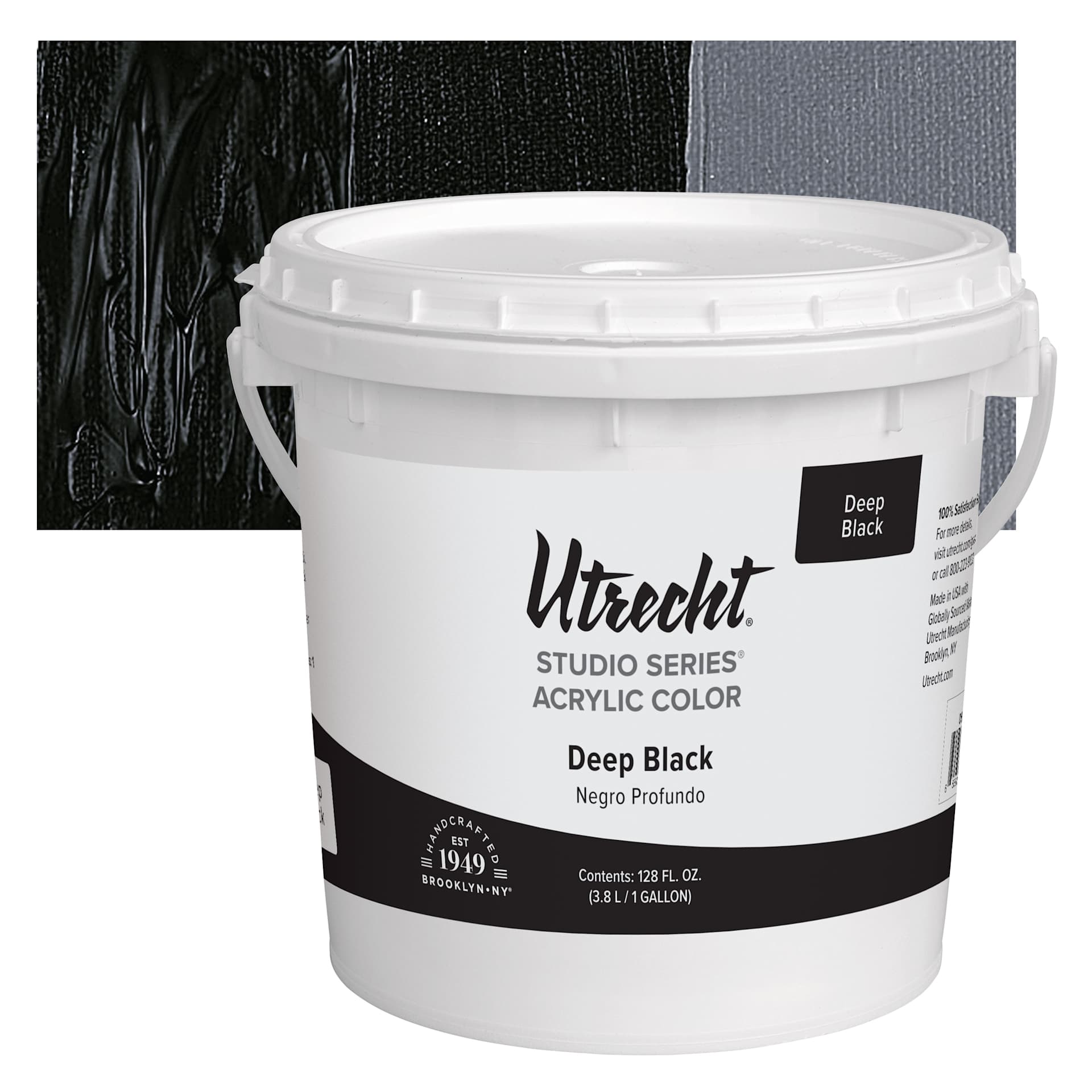 Utrecht Studio Series Acrylic Paint - Deep Black, Gallon and swatch