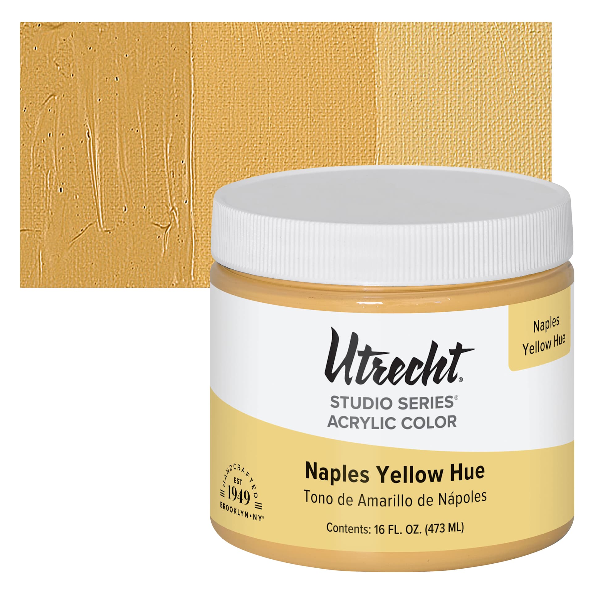 Utrecht Studio Series Acrylic Paint - Naples Yellow Hue, Pint and swatch