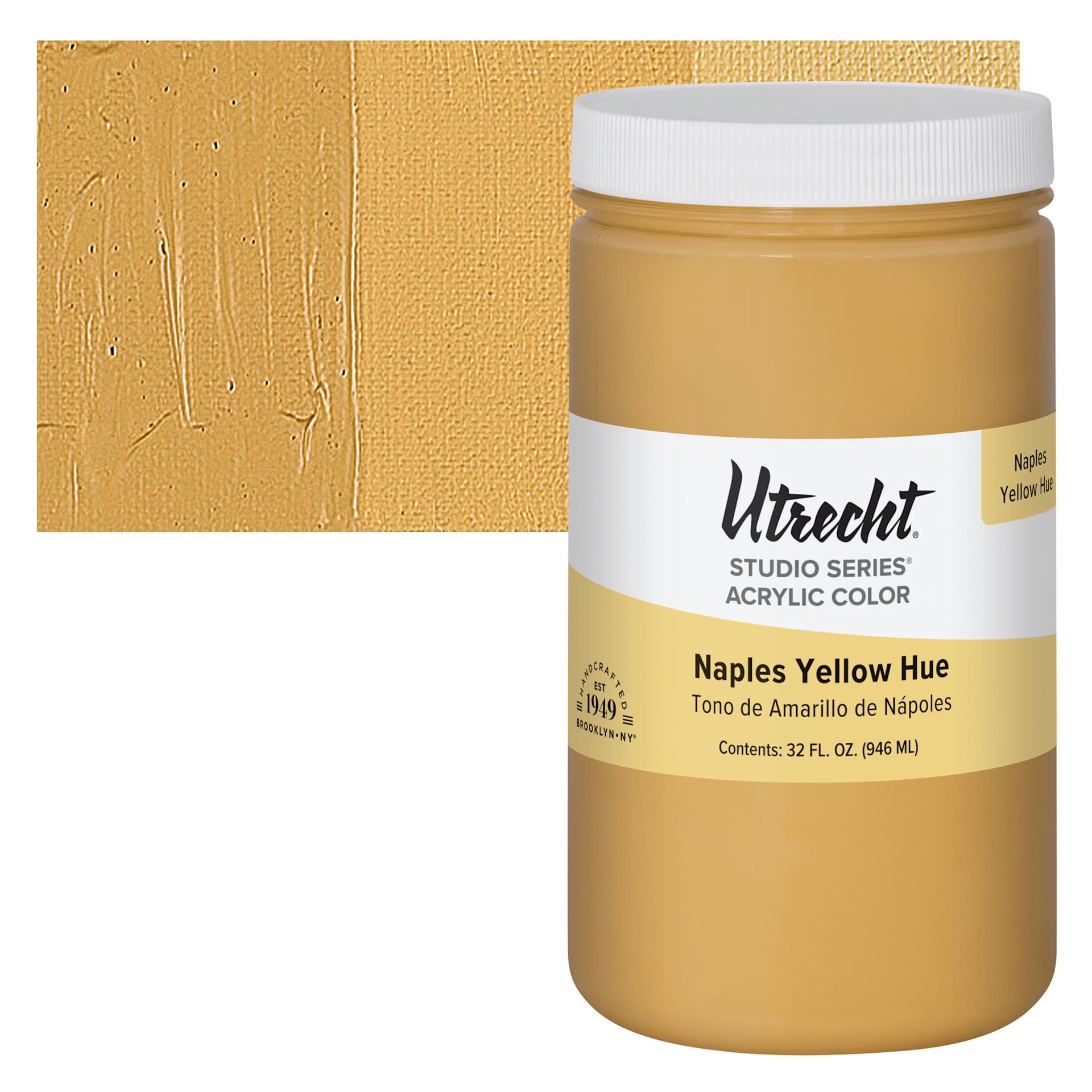 Utrecht Studio Series Acrylic Paint - Naples Yellow Hue, Quart and swatch
